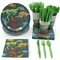 144 Piece Rawr Dinosaur Birthday Party Supplies, Dino Dinnerware Set with Plates, Napkins, Cups, and Cutlery (24 Guests)